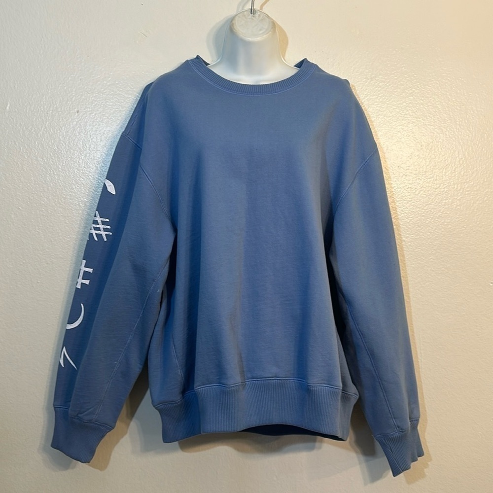 Pas Une Marque Graphic Sleeve Sweatshirt – Blue – Size M – Minimal Streetwear